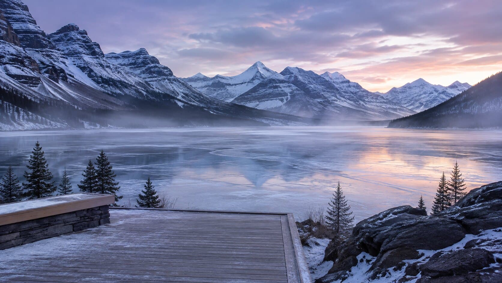 Frozen Lake Twilight