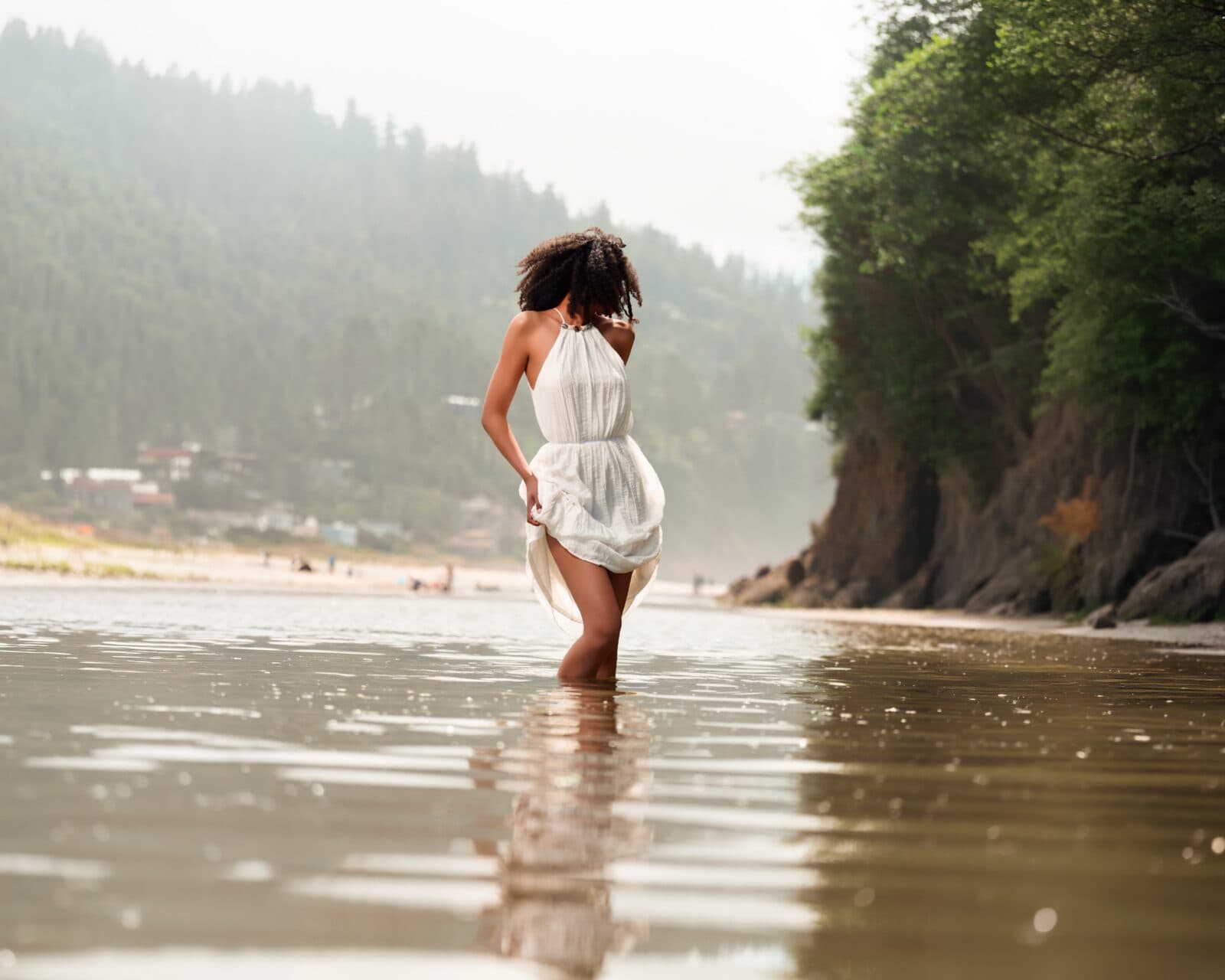 Misty Coastal Shoreline