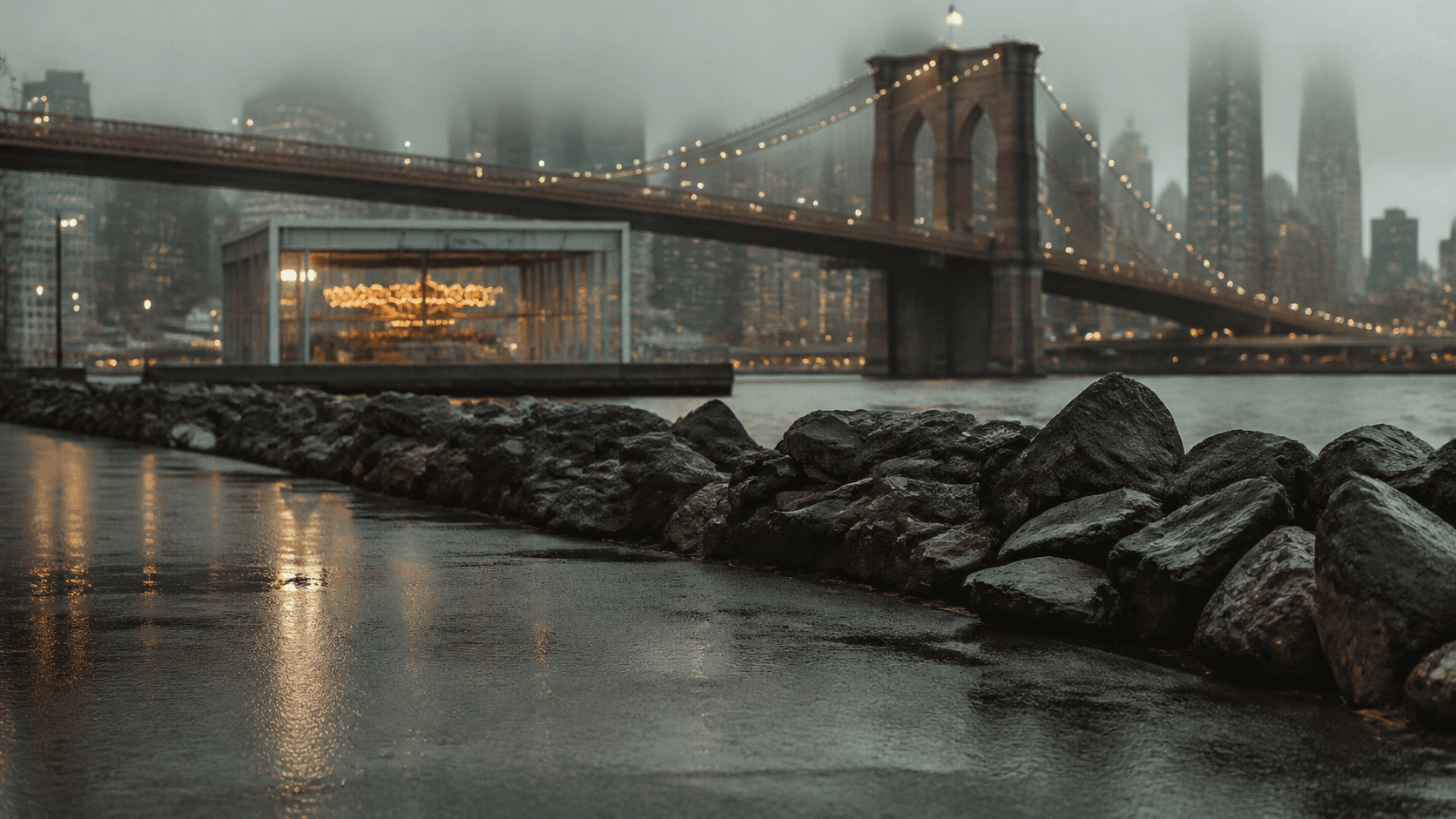 Rainy Bridge Waterfront